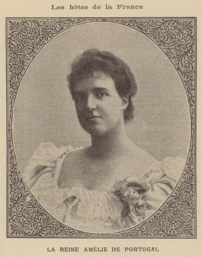 Amelia Orleańska, królowa małżonka króla Portugalii Carlosa I (litografia) autorstwa French School