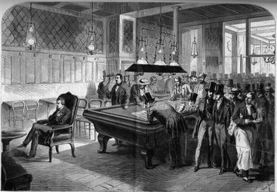 Amerykański szachista Paul Morphy (1837-1884) grający w ciemno osiem partii szachów w Cafe de la Regence w Paryżu autorstwa French School