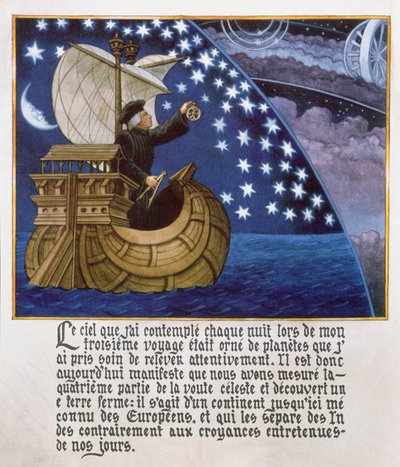 Amerigo Vespucci żeglujący wśród gwiazd podczas swojej trzeciej wyprawy autorstwa French School