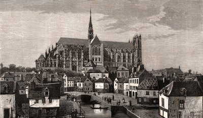 Amiens - Nord-Pas-de-Calais-Picardie - grawerowanie w „La France illustrée: geografia, historia, administracja statystyczna” autorstwa V.A. Malt-Browna. 1884 autorstwa French School