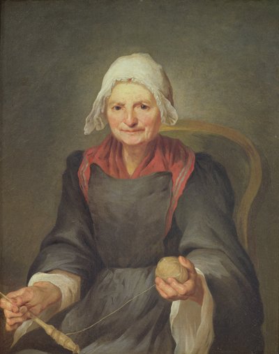Stara kobieta kręci się autorstwa French School