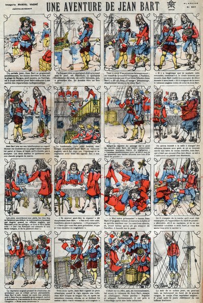 Przygoda Jeana Barta (1650 - 1702), francuskiego korsarza. Obrazowanie epinal z końca XIX wieku. autorstwa French School