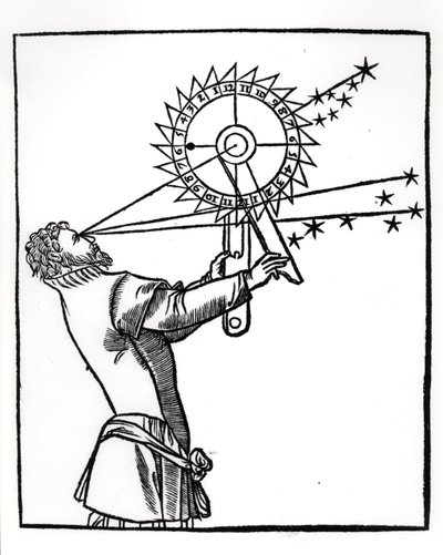 Astrolabium, ilustracja z Cosmographia autorstwa Petrusa Apianusa (1495-1552), wydana w Paryżu przez Vivant Gualtherot, 1551 Vivant autorstwa French School