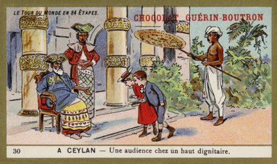 Publiczność z wysokim dostojnikiem, Cejlonem (chromolitho) autorstwa French School