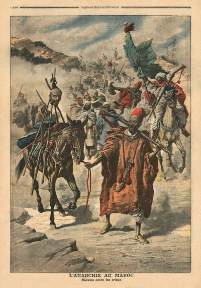 Anarchia w Maroku, plądrowanie plemion, ilustracja z „Le Petit Journal”, dodatek illustre, 24 listopada 1907 autorstwa French School