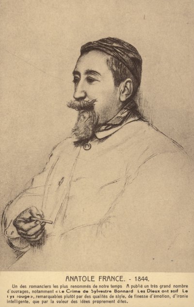 Anatole France (1844-1924), francuski poeta, dziennikarz i powieściopisarz (litografia) autorstwa French School