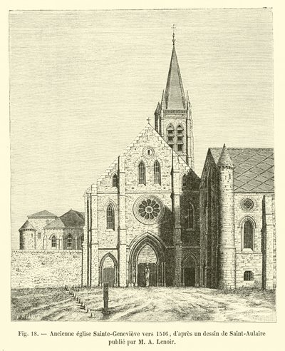 Dawny kościół Sainte-Genevieve około 1516 r., według rysunku Saint-Aulaire opublikowanego przez MA Lenoira autorstwa French School
