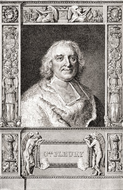 André-Hercule de Fleury, biskup Fréjus, 1653 1743. Francuski kardynał i główny minister Ludwika XV. Z Les Heures Libres opublikowanego w 1908 roku. autorstwa French School