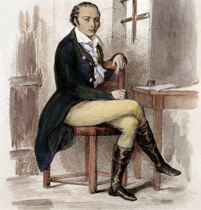 Andre Chenier (kolorowe grawerowanie) autorstwa French School