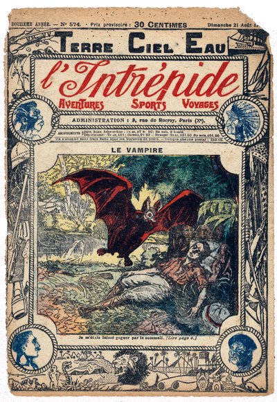 Andre Rochet ugryziony przez nietoperza wampira w Peru autorstwa French School