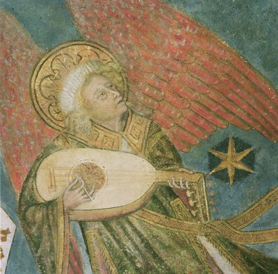 Anielski muzyk grający na lutni, fragment ze sklepienia krypty autorstwa French School
