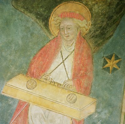Anioł grający na klawikordzie, fragment ze sklepienia krypty autorstwa French School