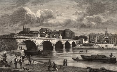 Angers - Maine-et-Loire w regionie Pays de la Loire - rycina w “Ilustracja Francji: geografia, historia, administracja statystyczna” autorstwa V.-A. Słodowo-Brązowy. 1884 autorstwa French School