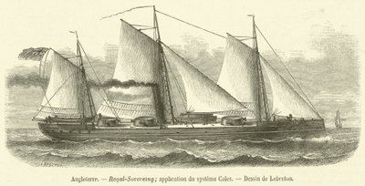 Angleterre, Royal-Sovereign, aplikacja du systeme Coles (grawerowanie) autorstwa French School