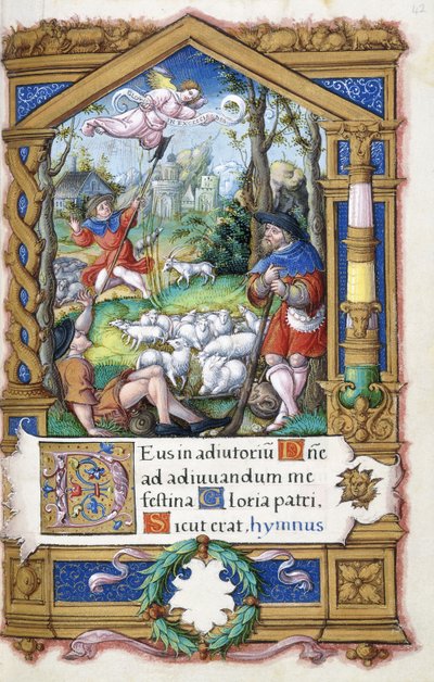 Zwiastowanie pasterzom z Księgi Godzin sporządzonej dla Franciszka I, ok. 1532-1540 autorstwa French School