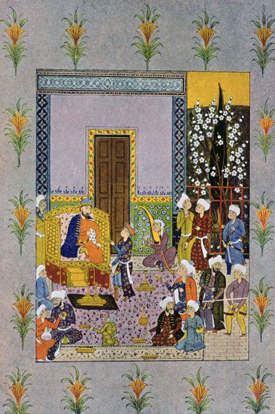 „Kolejny uroczy seans”, ilustracja z „Nocy arabskich”, 1895 (kolorowa grawerunek) autorstwa French School