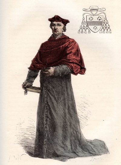 Antoine Duprat, kardynał legate francais (1463-1535) - kardynał Antoine Duprat (1463-1535) - grawer z „”Historia Francji opowiedziana moim wnukom”” - Francois Guizot - 1872-1876 autorstwa French School