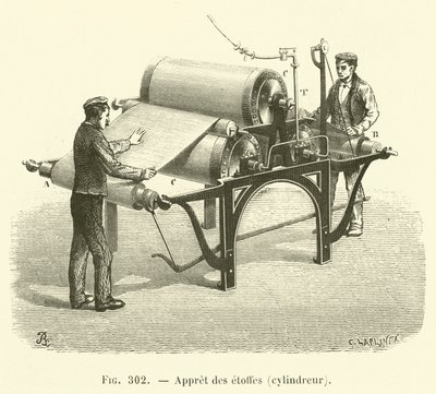 Wykańczanie tkanin, cylinder (grawerowanie) autorstwa French School