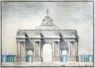 Łuk Triumfalny, ok. 1810 (toaleta z piórem i atramentem na papierze) autorstwa French School