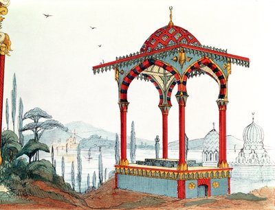Szkic architektoniczny w Turcji, koniec XIX wieku (pióro i tusz oraz kolor na papierze) autorstwa French School
