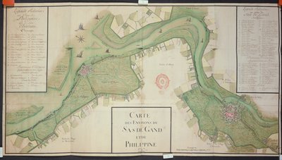 Obszar wokół Sas van Gent i Filipin, Holandia, 1747 (pióro, atrament i toaleta na papierze) autorstwa French School