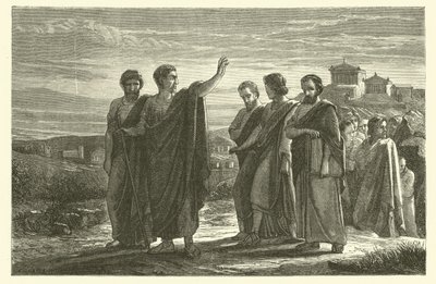 Arystoteles wygnany z Aten wraz z uczniami (rycina) autorstwa French School