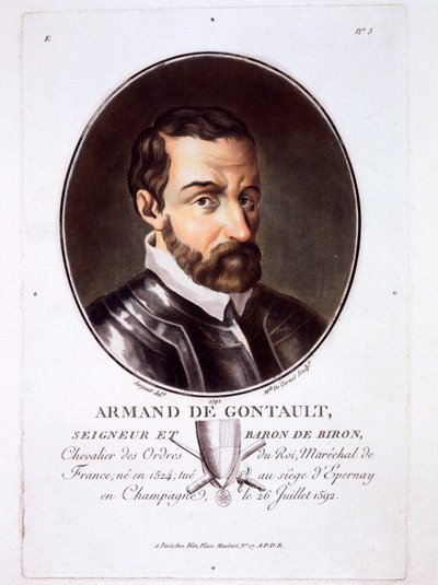 Armand de Gontaut, z Portretów wielkich ludzi, wybitnych kobiet i pamiętnych poddanych Francji, opublikowany w latach 1787-92 autorstwa French School