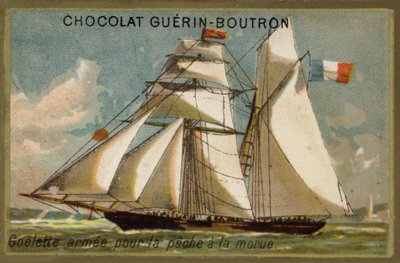 Uzbrojony szkuner do połowu dorsza (chromolitho) autorstwa French School