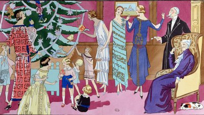 Wokół choinki, talerz z modą z magazynu Art Gout Beaute, grudzień 1923 autorstwa French School