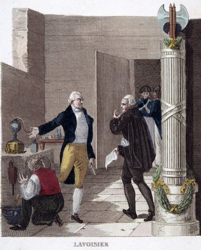Zatrzymanie Lavoisiera w jego laboratorium. autorstwa French School