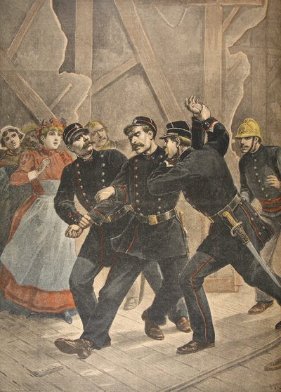 Aresztowanie sierżanta miejskiego, ilustracja z Le Petit Journal: dodatek illustre, 1898 autorstwa French School