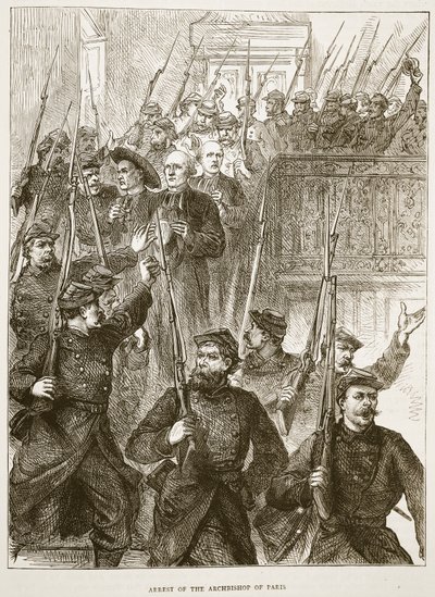 Aresztowanie arcybiskupa Paryża, marzec 1871, ilustracja z Cassells History of the War between France and Germany, 1870-1871 autorstwa French School