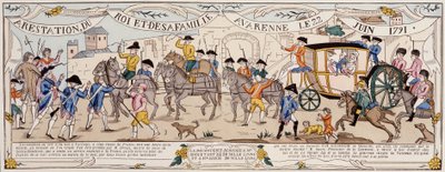 Aresztowanie króla i jego rodziny w Varennes 22 czerwca 1791 r autorstwa French School