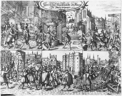 Aresztowanie, proces i tortury Concino Concini, markiza i marszałka Ancre 24 kwietnia 1617 autorstwa French School