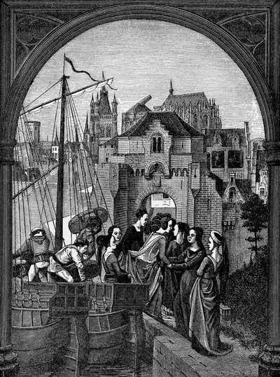 „Przybycie floty tyrana Maximusa do Kolonii” autorstwa French School
