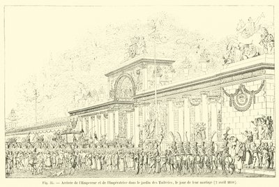 Przybycie cesarza i cesarzowej do Ogrodu Tuileries, w dniu ślubu, 2 kwietnia 1810 r. autorstwa French School