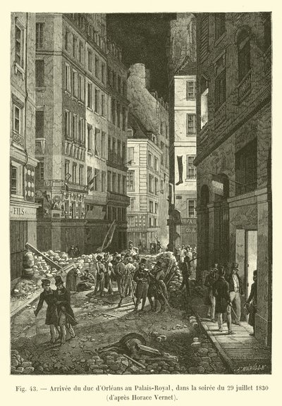 Przybycie księcia Orleanu do Palais-Royal wieczorem 29 lipca 1830 r., według Horace Vernet autorstwa French School