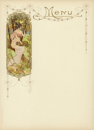 Art Nouveau projekt dla menu autorstwa French School