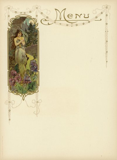 Art Nouveau projekt dla menu autorstwa French School