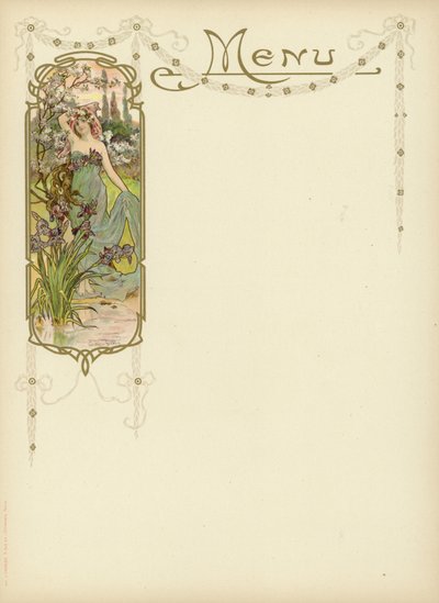 Art Nouveau projekt dla menu autorstwa French School