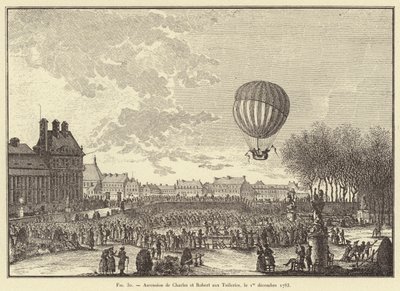 Wniebowstąpienie Karola i Roberta do Tuileries, 1 grudnia 1783 (grawerowanie) autorstwa French School