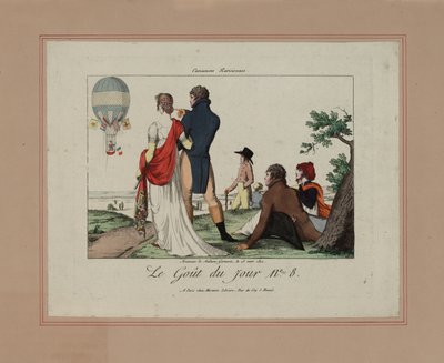 Wniebowstąpienie Madame Garnerin, le 28 marca 1802 (kolorowa akwaforta) autorstwa French School