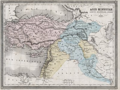 Azja Mniejsza, Armenia, Mezopotamia, Asyria i Syria w starożytności – płyta zaczerpnięta z „”Uniwersalnego Atlasu Geografii Starożytnej i Współczesnej dla Użytkowania Szkół Mieszkalnych”” autorstwa Vuillemina – ca. 1845 autorstwa French School