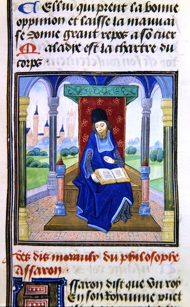 Assaron, z Histoire des Philosophes, koniec XV w. (welum) autorstwa French School