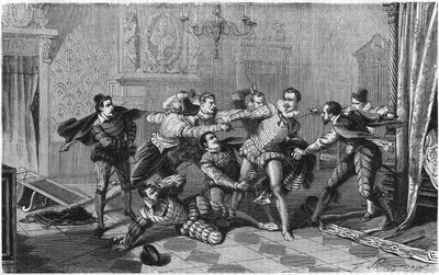 Zabójstwo Henryka I Lotaryngii, księcia Guise znanego jako Balafre (1550-1588), 23 grudnia autorstwa French School