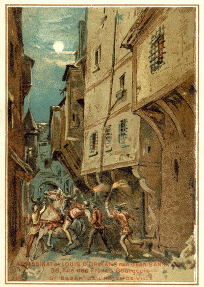 Zabójstwo Ludwika Orleańskiego przez ludzi Jana Nieustraszonego, księcia Burgundii, Paryż, 1407 autorstwa French School