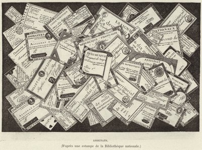 Przydziały. Asygnaty, waluta Rewolucji Francuskiej (grafika) autorstwa French School