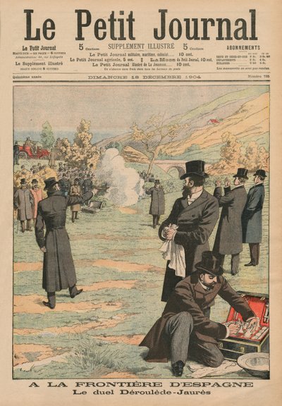Na granicy hiszpańskiej, pojedynek Paula Deroulede i Jeana Jauresa, ilustracja z Le Petit Journal, Supplement illustre, 18 grudnia 1904 autorstwa French School