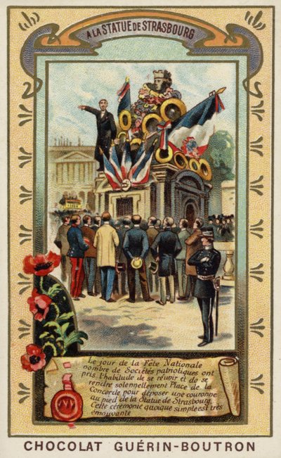 Pod pomnikiem w Strasburgu, Place de la Concorde, Paryż (chromolitho) autorstwa French School