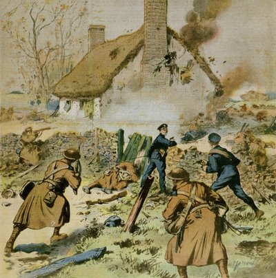 Atak policji i wojsk brytyjskich na farmę okupowaną przez Sinn-Fein, okładka Le Petit Journal, 5 grudnia 1910 autorstwa French School